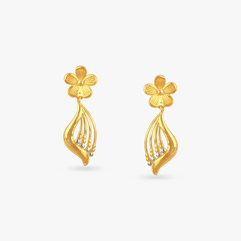 Floral Swing Gold Drop Earrings