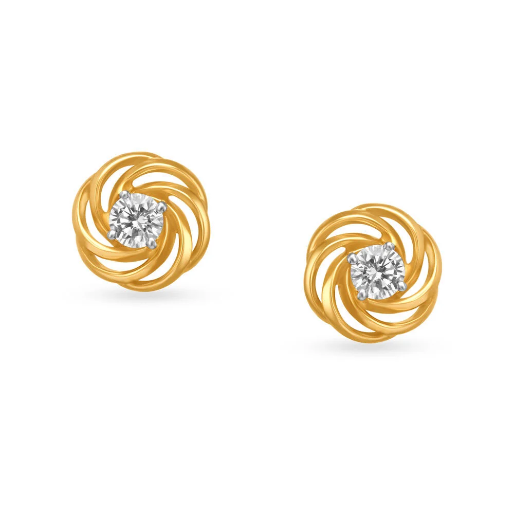 Swirl Pattern Diamond Stud Earrings for Kids